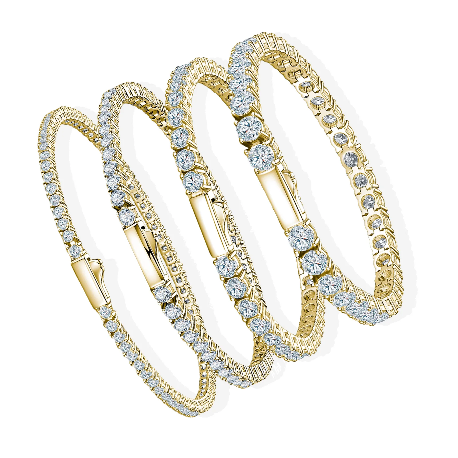 Table Tennis Daily - 2mm-5mm Moissanite Tennis Bracelets Unisex 18K
