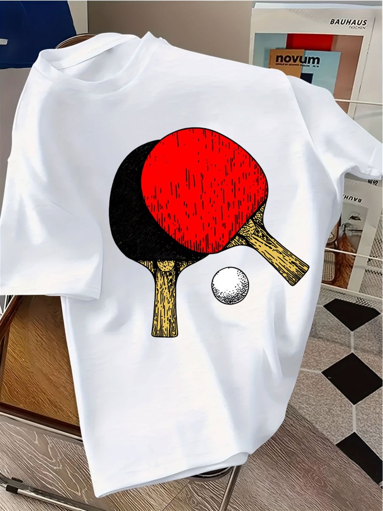 Mens Navy Crew Neck Tee Vintag - Table Tennis Graphics 评论和价格