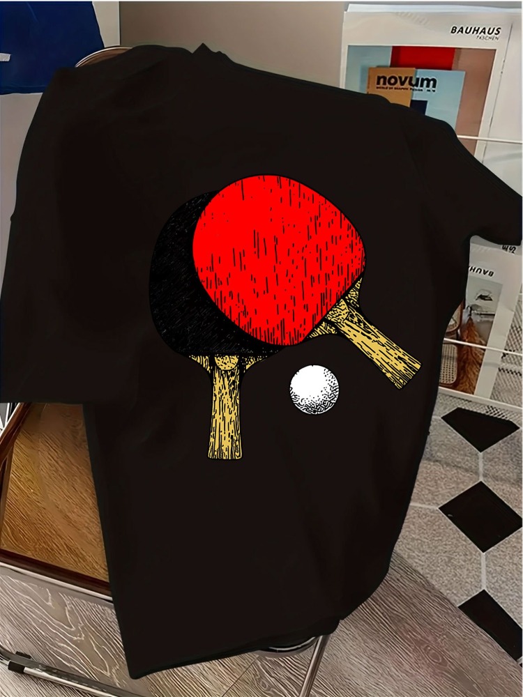 Mens Navy Crew Neck Tee Vintag - Table Tennis Graphics 评论和价格