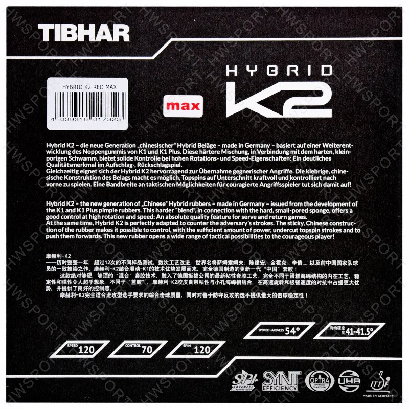 TIBHAR HYBRID K2 Table Tennis  - Table Tennis Hybrid Rubbers 评论和价格